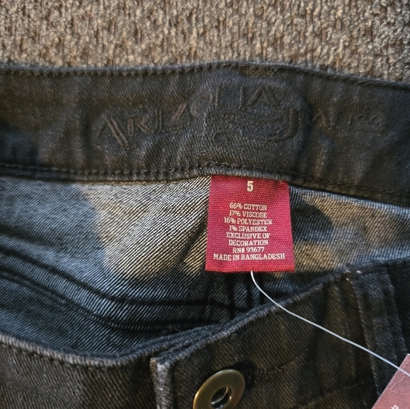 Arizona Jeans Womens Size 2 Black Mid Rise Straight 28×28 Dark Wash Denin NEW - Picture 7 of 10